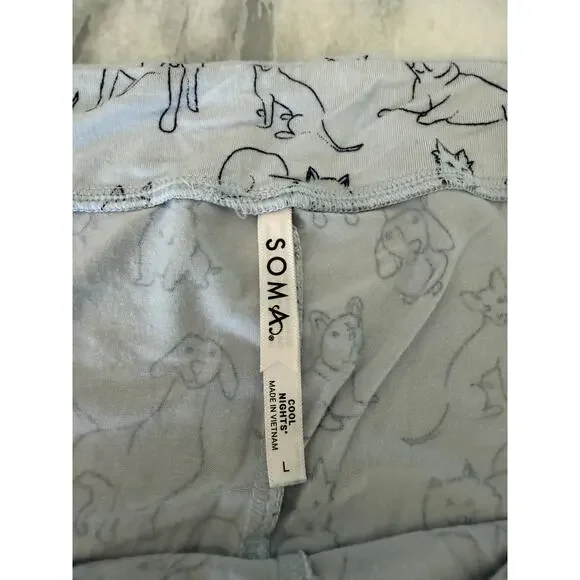 Soma Cool Nights Dog Print Knit Pajama Pants Women’s Size Large - Picture 3 of 7
